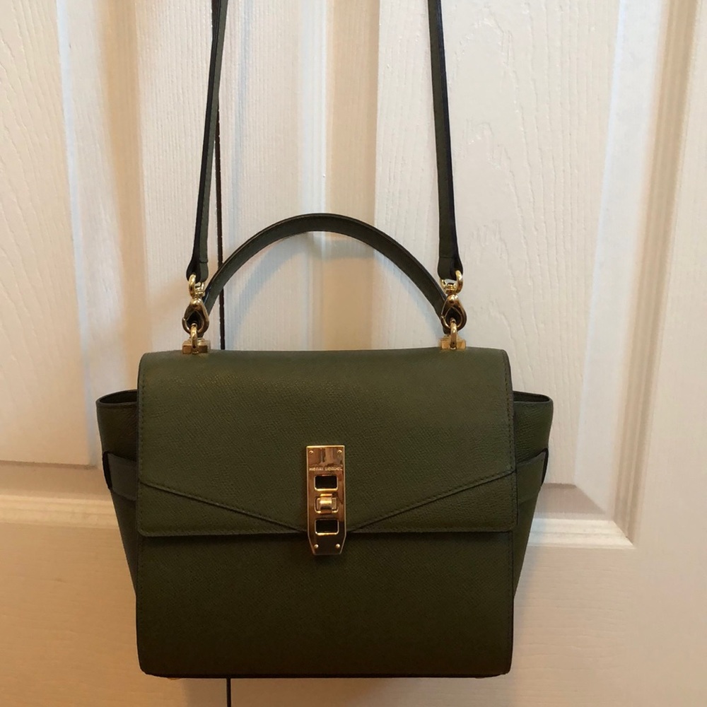 Henri Bendel Mini Uptown Dark Green Satchel